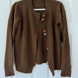 Brown Button-Up Women's Cardigan
